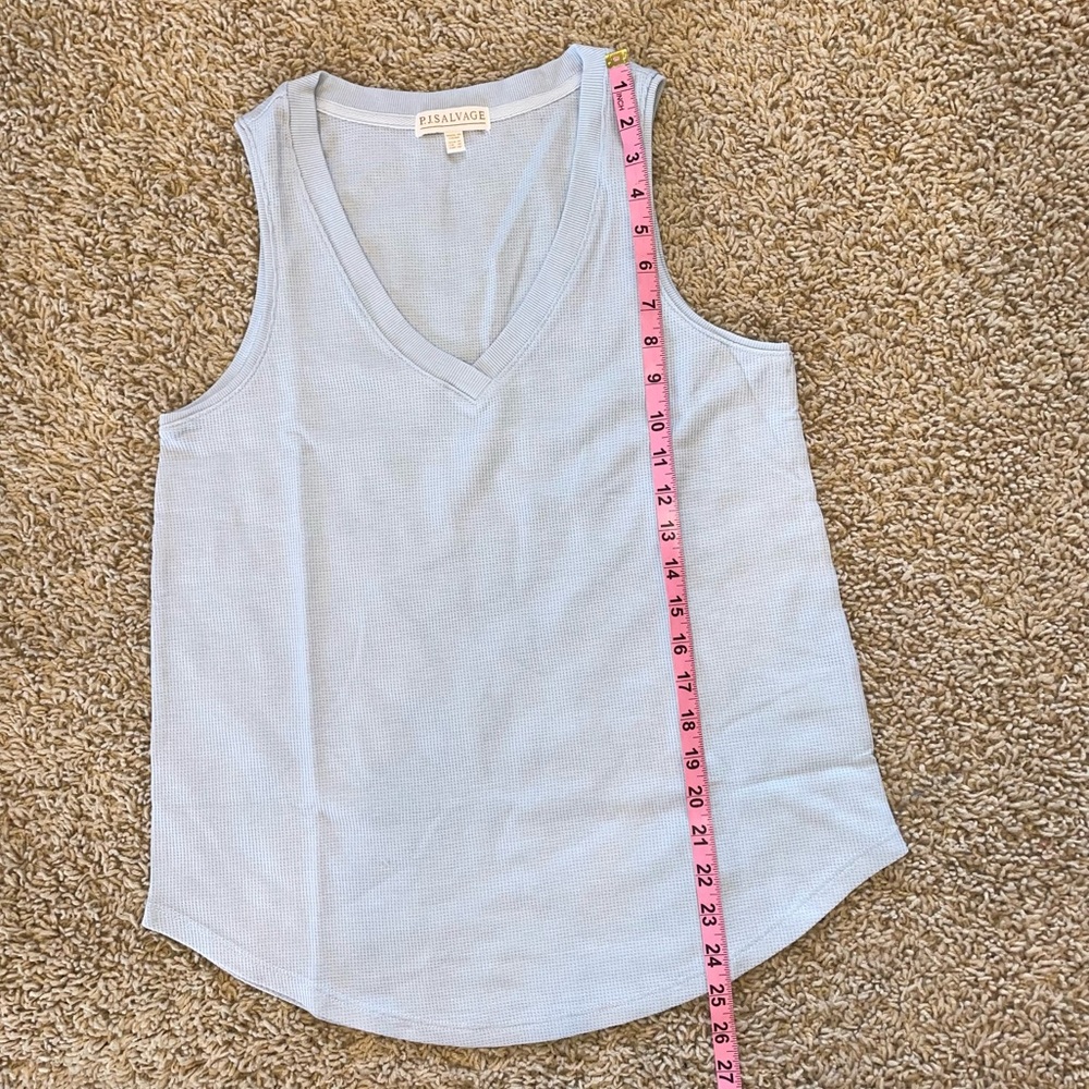PJ Salvage Tank Short Sleep Lounge Set Thermal Waffle Light Blue Size Med Large - Picture 4 of 11